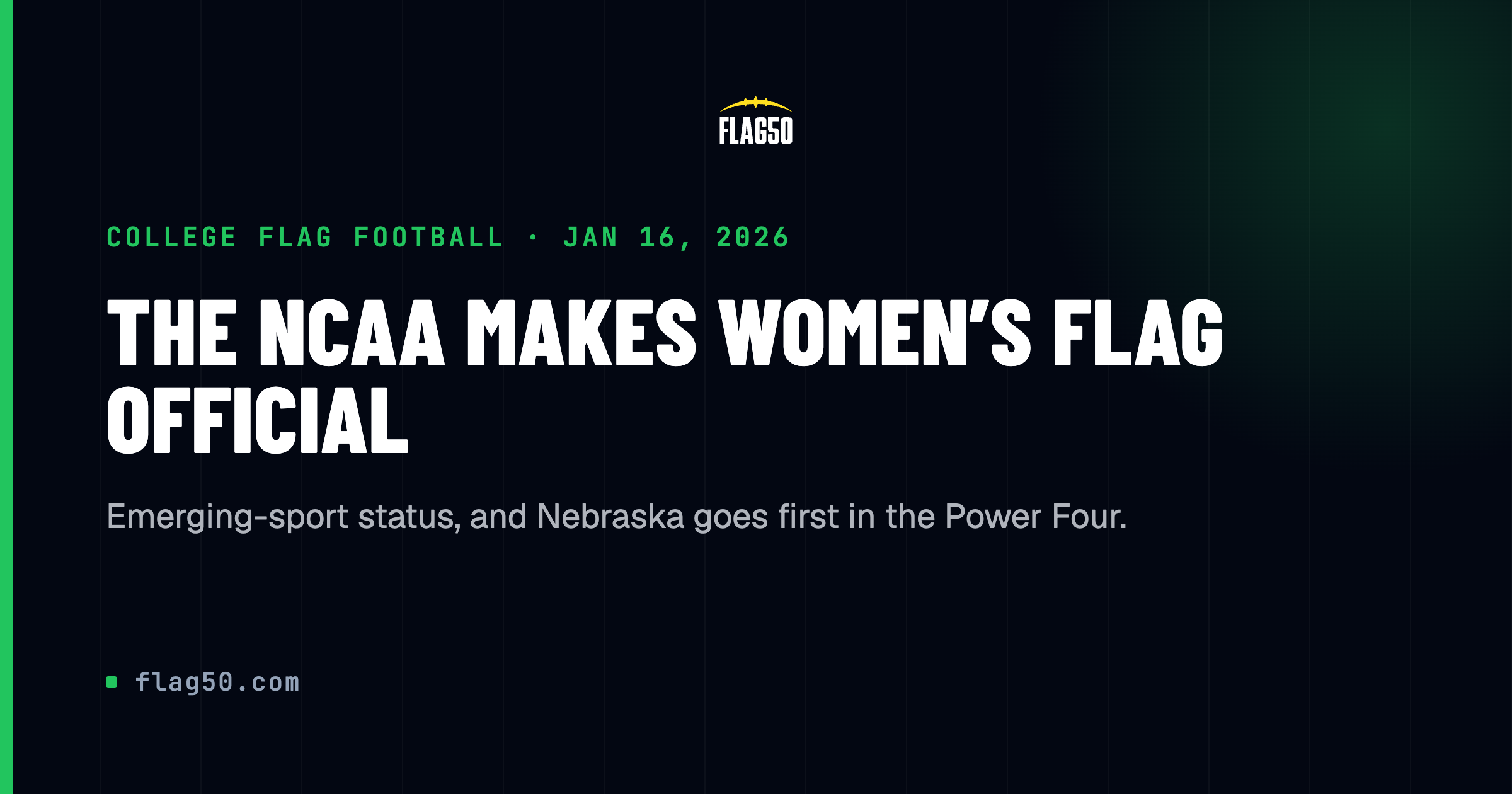 NCAA women's flag football emerging sport announcement with Nebraska flag football players